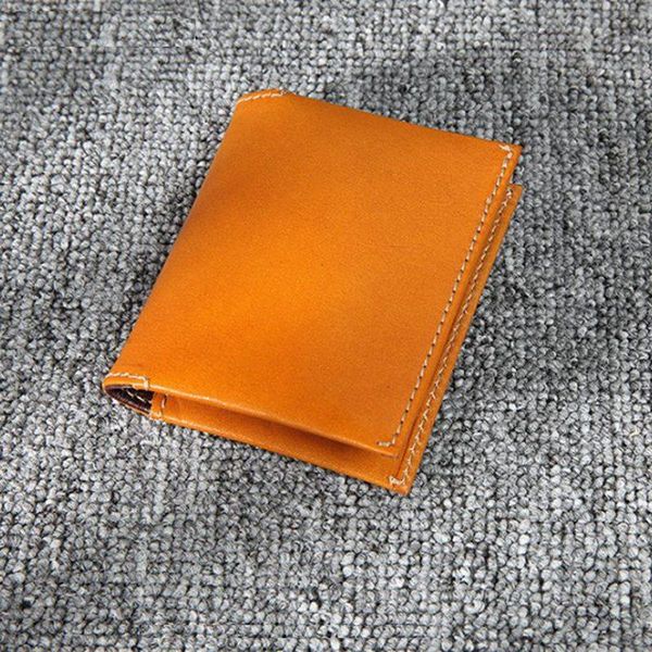 

card holders men vintage handmade cow leather slim wallet women pull out case bifold short purse male id bank, Brown;gray