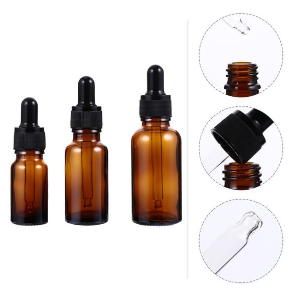 

9pcs dropper glass empty bottles portable sub bottle makeup (brown) storage & jars