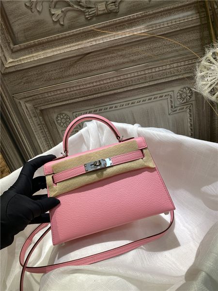 

wax thread fully bag hand-stitched h home mini messenger mini2 generation 1q milkshake powder silver buckle cowhide
