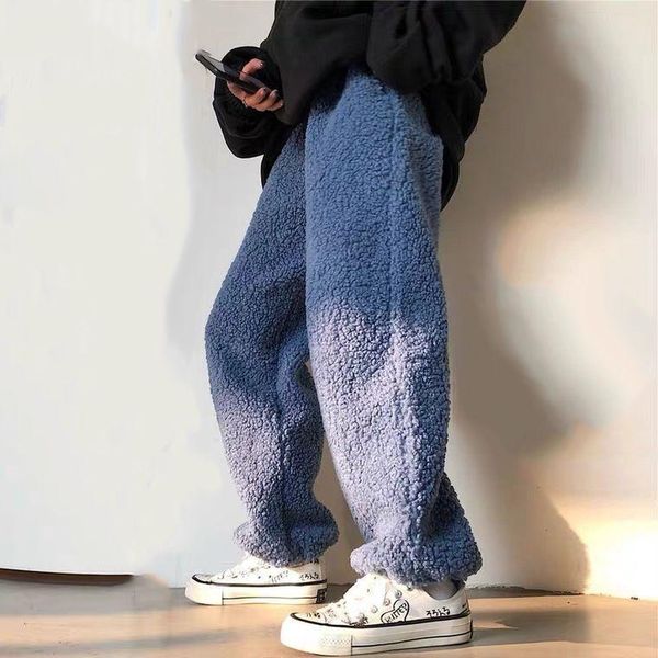 

men's pants 2021 solid color mid waist loose trend casual for men, Black