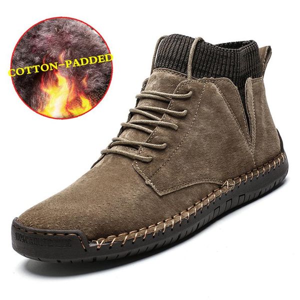 

boots men plush warm snow for socks shoes autumn winter ankle male drive, Black
