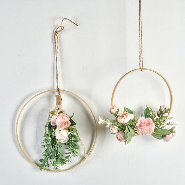 

decorative flowers & wreaths round bamboo wreath for wedding decoration 93510 rolls of peonies and pomegranate roses artificial flower m