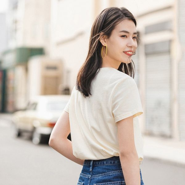 

inman summer pure and fresh round collar pure cotton embroidered short sleeve t-shirt, White