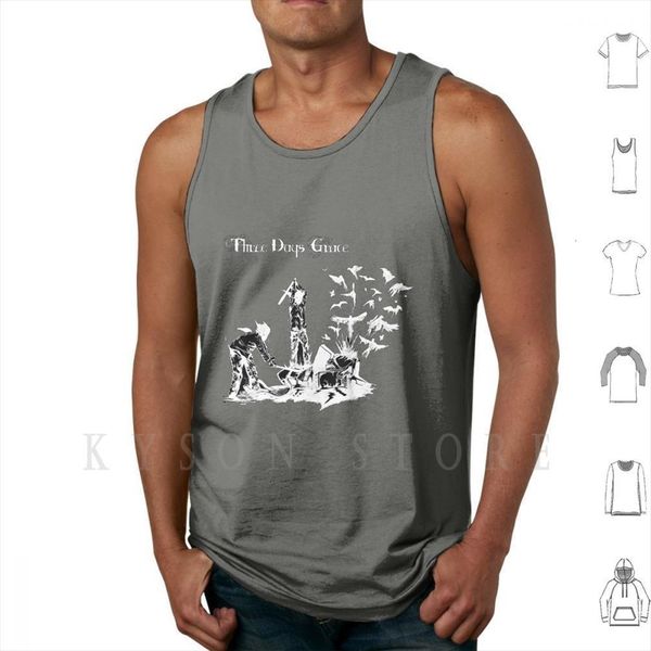 

three days of grace tank vest sleeveless band rock alt, White;black