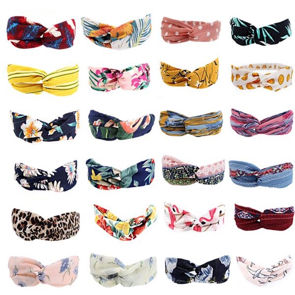 r Bandas de cabelo boêmio Imprimir headbands partido vintage moda mulheres meninas verão cruz turbante bandagem bandanas hairbands acessórios wll518