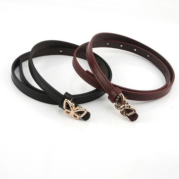 

pin buckle belt personality jeans decor elegant evening party dress waistband women leather butterfly girdle belts, Black;brown