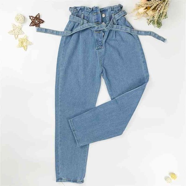 

high waist loose jeans for women comfortable fashion casual straight leg baggy pants mom washed boyfriend 210809, Blue