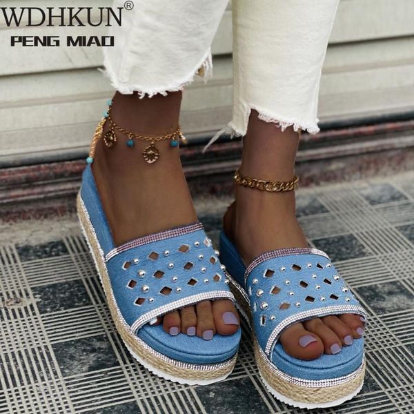 

sandals fretwork platform wedges bohemian beach shoes outdoor non-slip breathable slippers arrival woman's sandal zapatos de mujer, Black