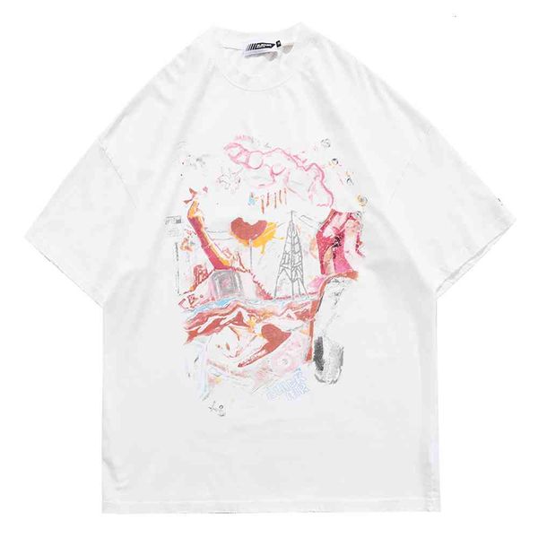

polo shirt casual hip hop streetwear harajuku t shirt wash water print tshirt men summer short sleeve t-shirt cotton tees bhc4, White;black