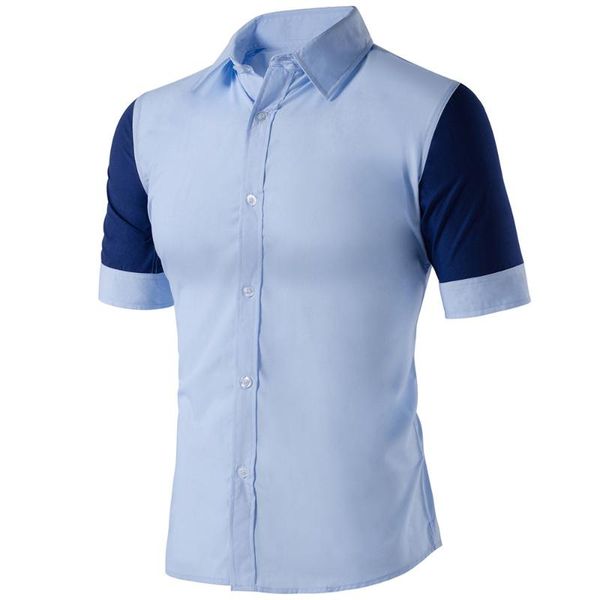 

men's dress shirts sleeve short shirt color contrast, White;black