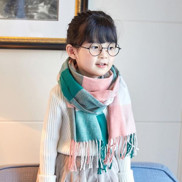 

scarves & wraps autumn and winter imitation cashmere lattice children's scarf long paragraph thickening warm boys girls neck shawl s172, Red;brown