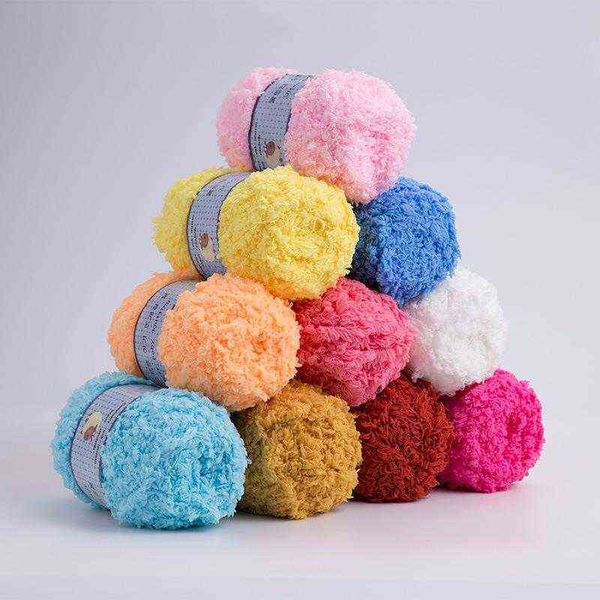 1 pc 50g / bola de lã espessa coral veludo fios macio fios de bebê mão confeitos em cashmere fios de crochet blank place suéter fz08 y211129