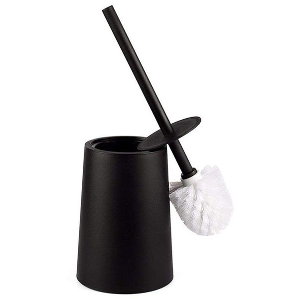 

bath accessory set toilet brush and holder set, bowl with black for bathrooms, modern design lid longer
