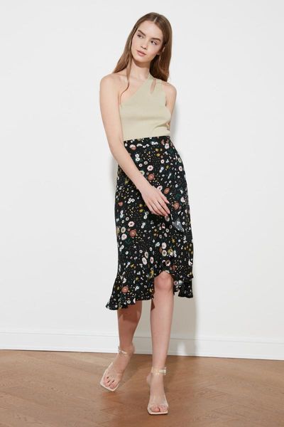 

skirts trendyol flounces skirt twoss21et0317, Black
