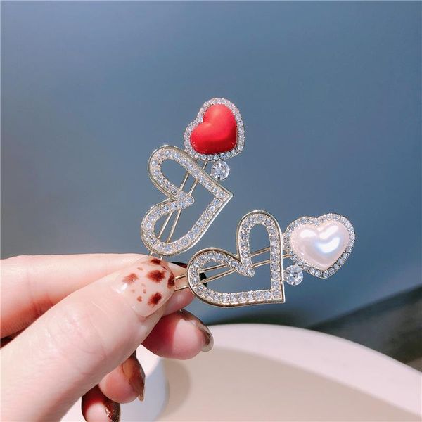 

hair clips & barrettes fashion clip love double heart girl hairgrip accessorie, Golden;silver