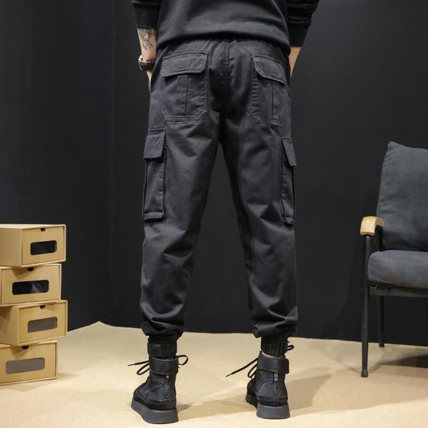 

men's pants 2021 spring summer side pockets cargo harem hip hop casual male joggers trousers fashion clothing d94, Black