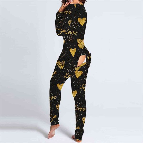 

pajamas long pant onesie with women romper back functional buttoned flap sleeve bodysuit sleepwears j60, Black;white