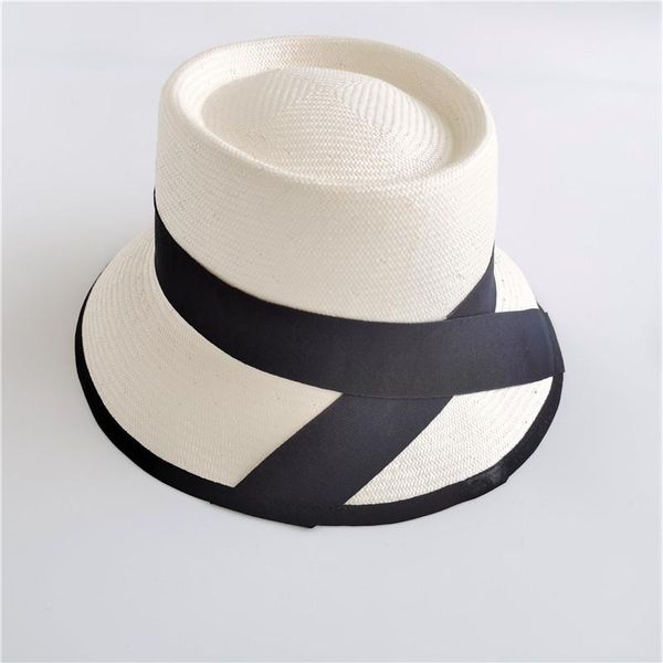 

wide brim hats 202106-junxian-white summer handmade paper dinner formal light grace lady sunshade holiday sun cap women leisure hat, Blue;gray