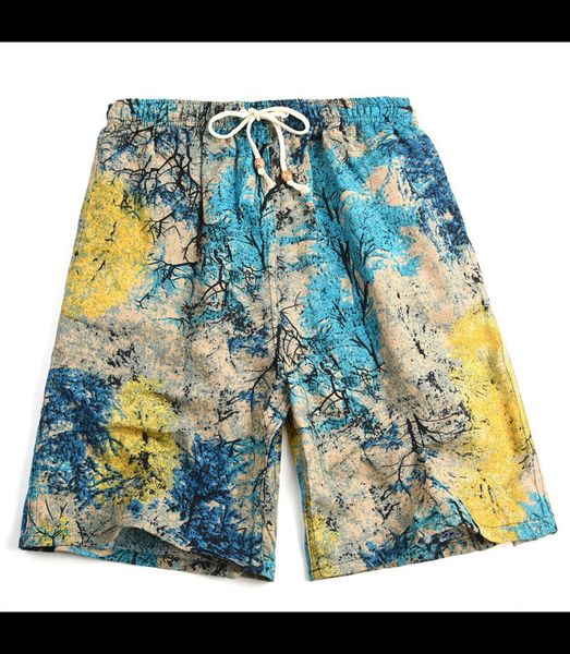 

2021 soccer shorts summer style cotton and linen printed big pants beach men's loose dzeko bbb111, Black;red