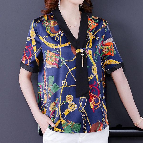 

women's blouses & shirts silk 2021 summer clothes fashion foreign style mother's short sleeve mulberry shirt counter high-end bran, White