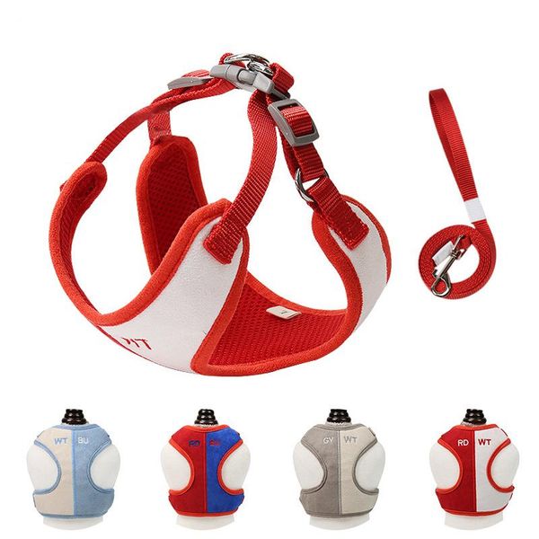 

small and medium-sized dog chest harness vest adjustable comfortable suede pet collar walking puppies traction rope belt collars & leashes
