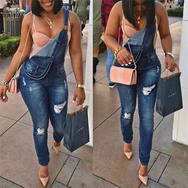 

women's fashionable blue belt jeans with water washed holes and personalized jeans belt pants 210915