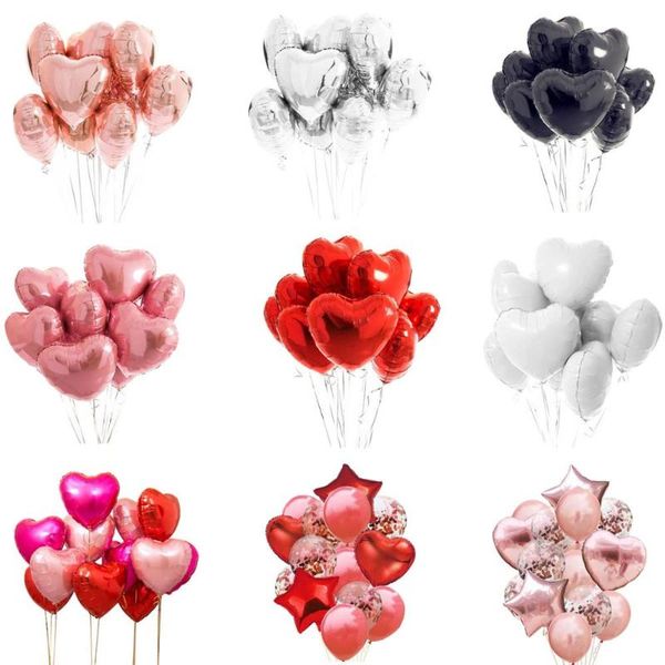 

10pcs multi rose gold heart foil balloons helium balloon birthday party decorations kids wedding valentine's day ballons decoration