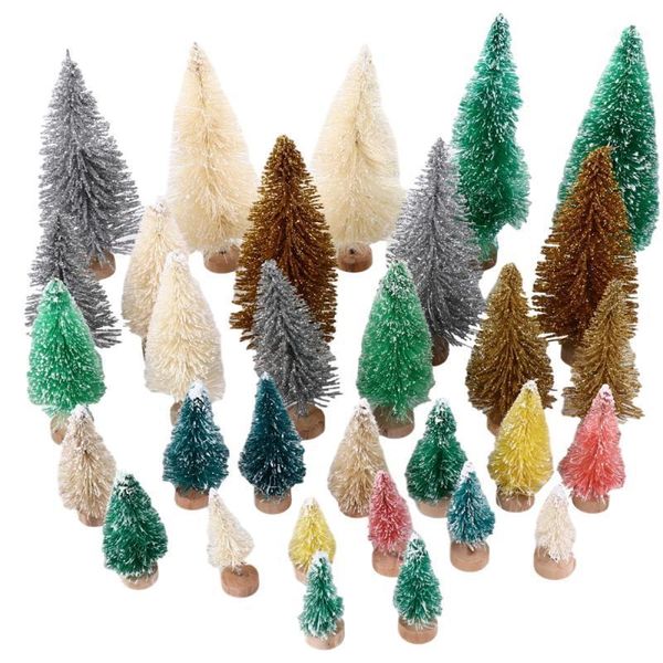 

christmas decorations 40pcs mini pine trees artificial with wood base for decor