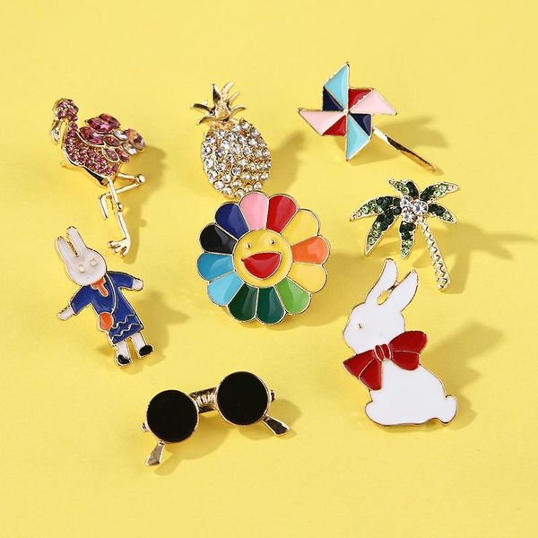 

pins, brooches cartoon badge accessories stethoscope paper airplane sun flower backpack hat pins, Gray