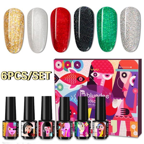 

bluedee reflective gel nail polish shiny 6 colors vernis semi permanent varnish hybird uv acrygel for art, Red;pink