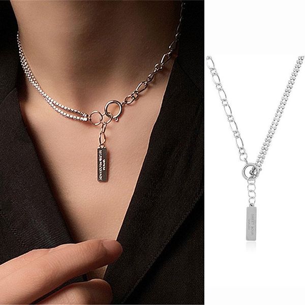 

pendant necklaces xiaoboacc 2021 fashion women's neck chain goth hip hop simple zircon letter tag choker necklace wholesal, Silver