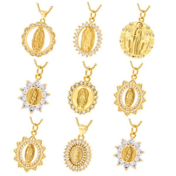 

pendant necklaces 2021 fashion style charms cz gold plated chain virgin mary for women men gift, Silver