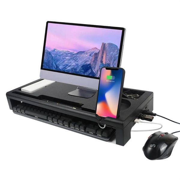 

mice abs screen monitor stand for lapcomputer ergonomic design storage shelf phone charging port classified