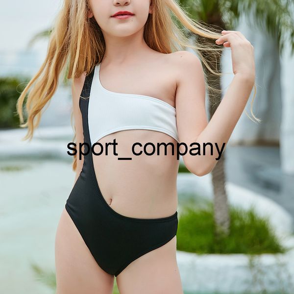 Monokini patchwork nero Costume da bagno da spiaggia cavo per bambini e adolescenti Costume da bagno da spiaggia per bambini 2 ~ 13 anni Costume da bagno per bambini da bambina