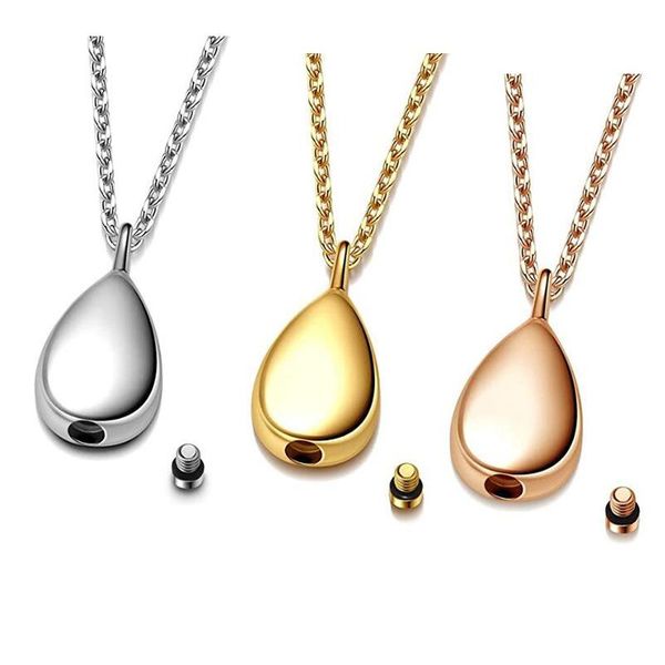

pendant necklaces water drop shaped cremation urn necklace for ashes keepsake jewelry memorial stainless steel 50cm, Silver