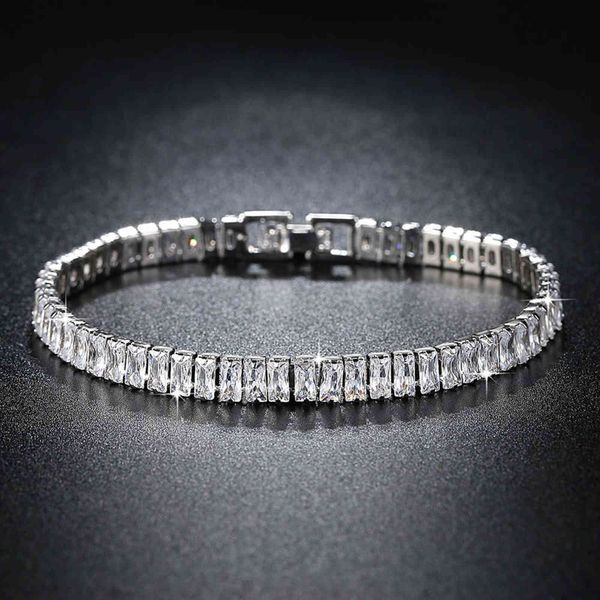 

2021 new luxury princess cut 18cm 925 sterling silver bracelet bangle for women anniversary gift jewelry wholesale moonso s5776, Golden;silver