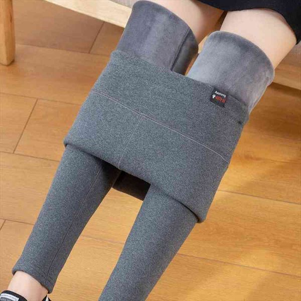 

cotton fashion high waist women legging winter plus velvet thickening solid color warm size, Black