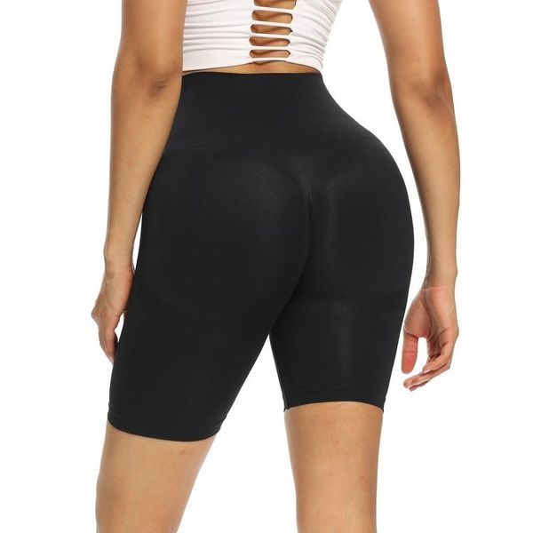 

women's leggings summer short sports fitness knitting five point high waist riding workout fashion pants women, Black