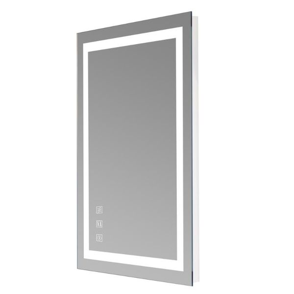 

mirrors square touch led bathroom mirror, 5mm high-definition glass tricolor dimming lights-32*24" 190812112