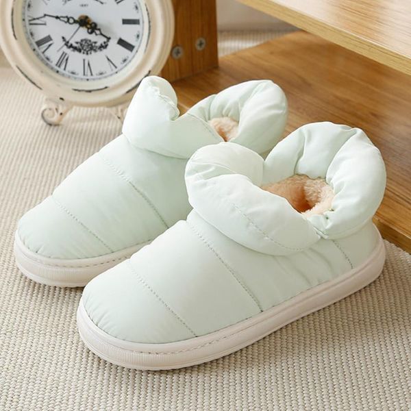 

winter slippers women 2021 cotton shoes warm down comfort simple couple plush woman waterproof footwear, Black