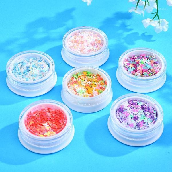 

butterfly style nails art sequin chunky colorful cute flake diy decals nail accessories decoration1, Silver;gold