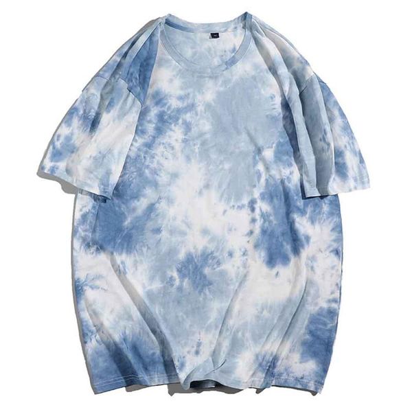 

women's t-shirt tie dye t shirt summer o-neck short sleeve female streetwear oversized harajuku goth clothes graphic tees, White