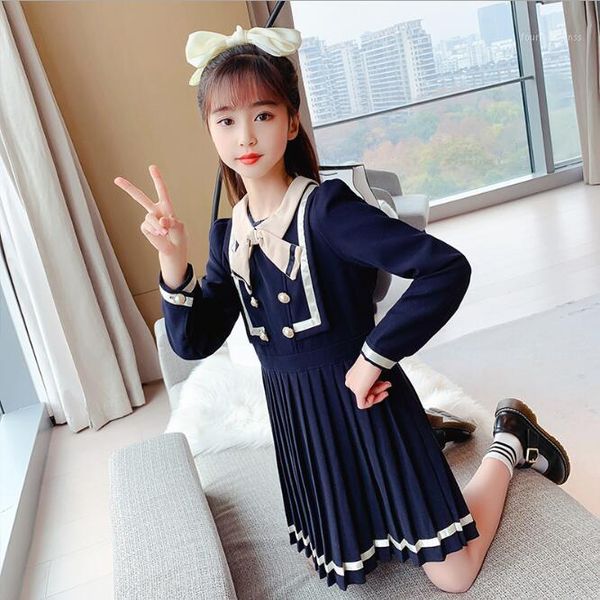 

girl's dresses girls dress spring teenage blue bow pleated long sleeve princess kids for girl chidlren clothing 4-14t1, Red;yellow