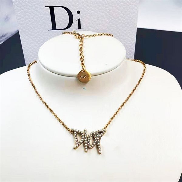 

75%off outlet family letter pearl necklace fashion bracelet simple earrings 925 silver needle jewelry women 5w4i