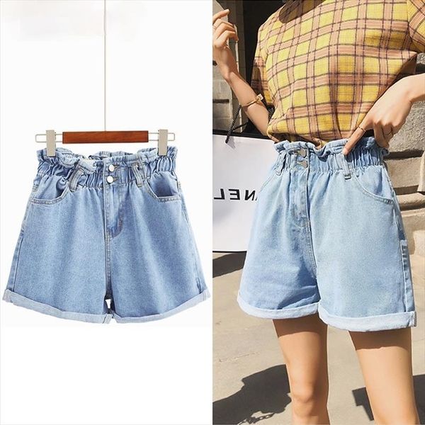 

jeans white elastic high waisted womens short denim summer long legs, White;black