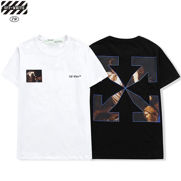 

fashion t shirt chao brand summer religious oil painting direct jet printing ow short sleeve for men and women, White;black