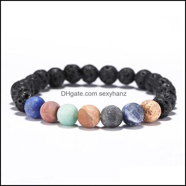 

strands bracelets classic chakra bracelet men charm lava stone braslet for male diy jewelry aessories 8mm beads braclet erkek bileklik psera, Black