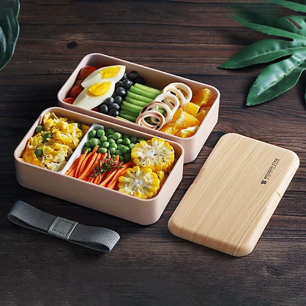 

healthy material lunch box for kids 2 layers japanese style microwave bento containers school picnic cooking dinnerware sets