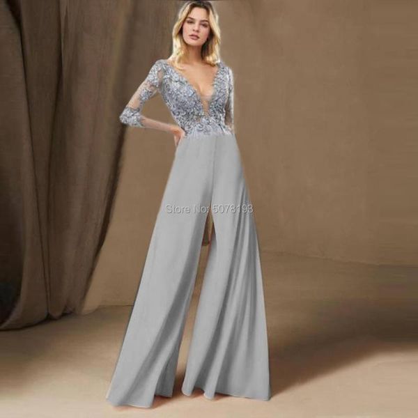 

party dresses 115 elegant v-neck full-sleeve natural straight floor-length chiffon evening dresses/pants suit applique&beaded, White;black