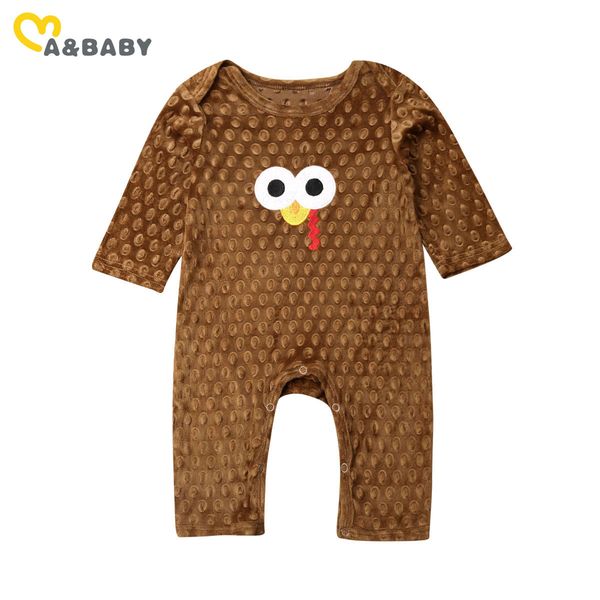 

0-24m thanksgiving day infant born baby boy girl turkey romper long sleeve jumpsuit warm autumn winter clothes 210515, Blue